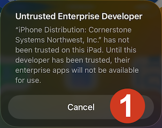 Untrusted developer warning