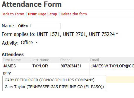 Attendance Form